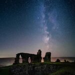 Llwybr Llaethog tu cefn i Gastell Dinas Bran