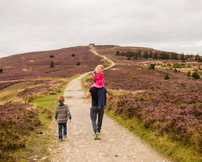 family walking Moel Famau