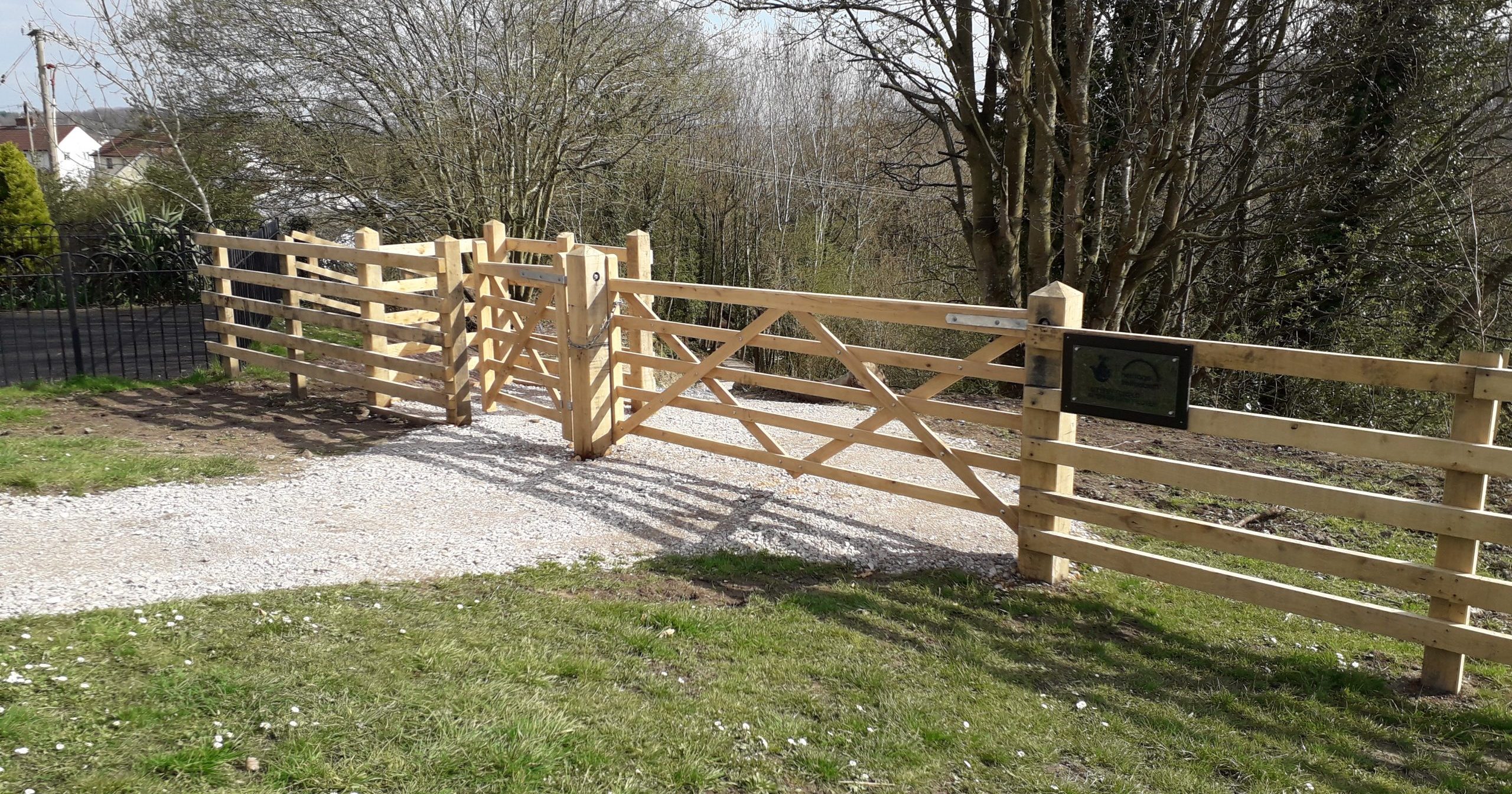 improving access, new oak gates in Trevor