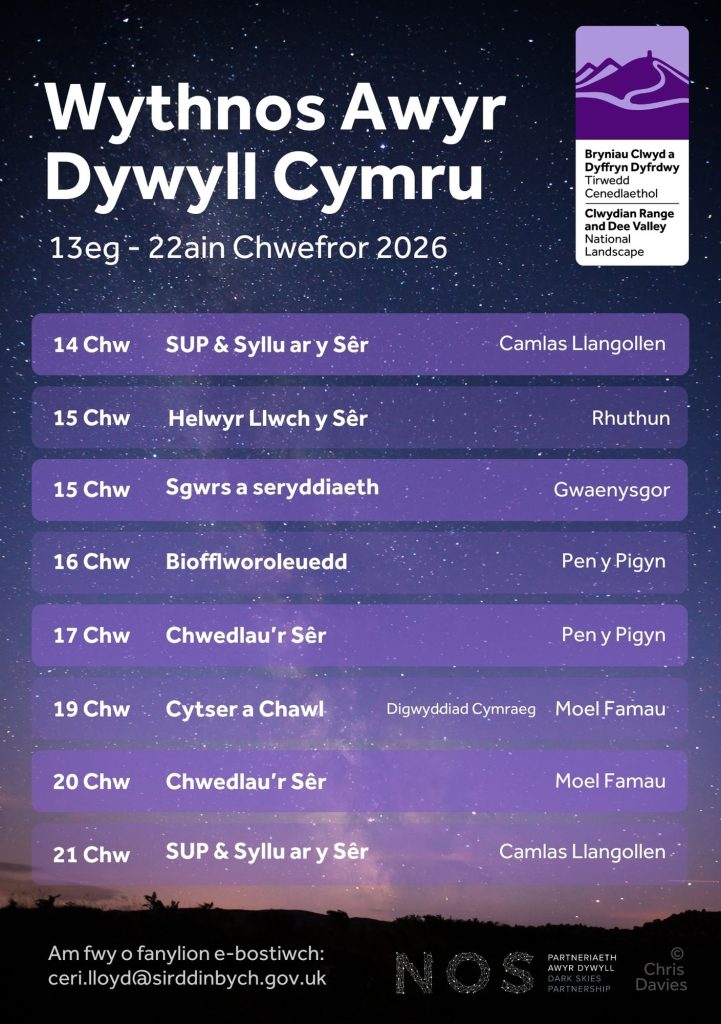 Awyr Dywyll 2026 Rhaglen